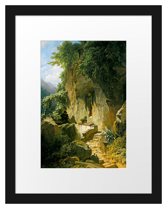 Pixxprint Carl Spitzweg - Musizierender Einsiedler, im Galerie-Passepartout Bilderrahmen