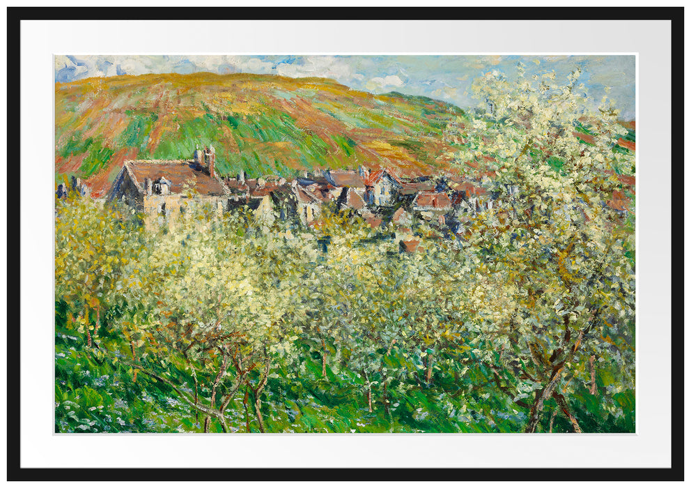 Claude Monet - Blühende Pflaumenbäume  Passepartout Rechteckig 100