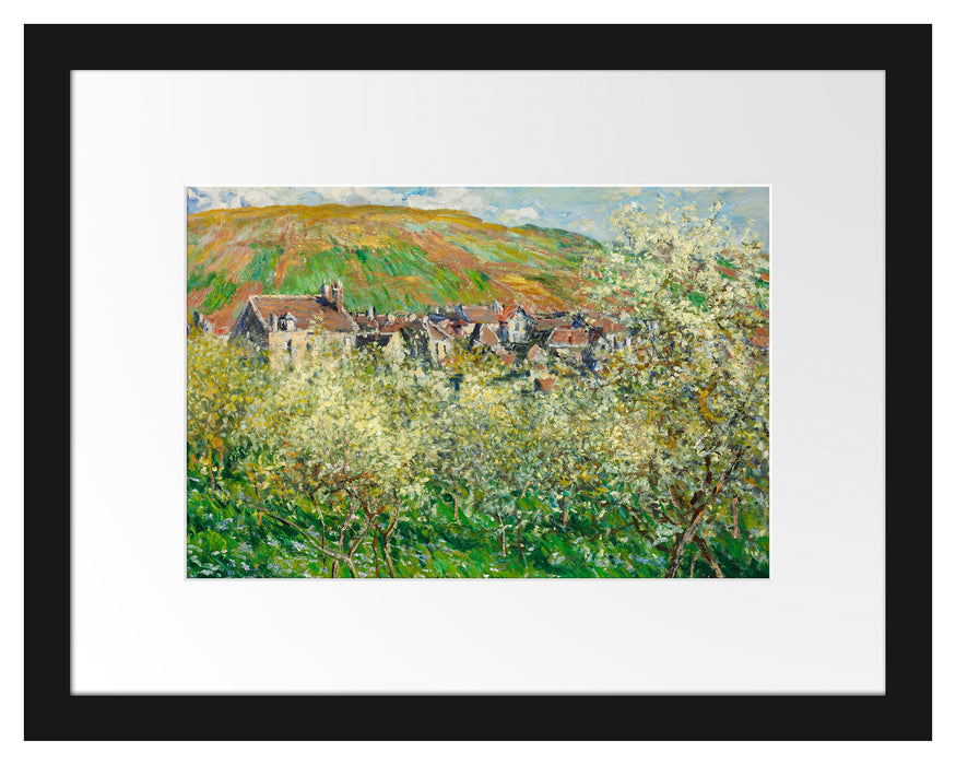 Claude Monet - Blühende Pflaumenbäume  Passepartout Rechteckig 30
