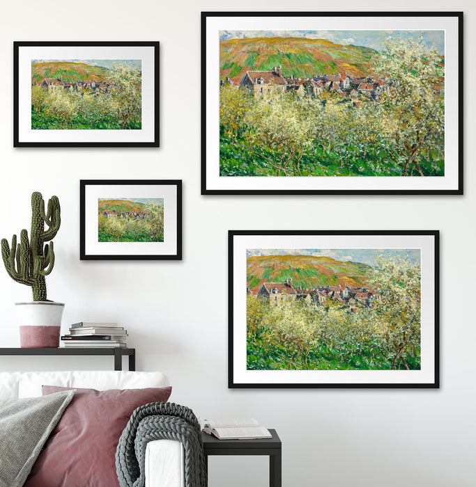 Claude Monet - Blühende Pflaumenbäume  Passepartout Wohnzimmer Rechteckig