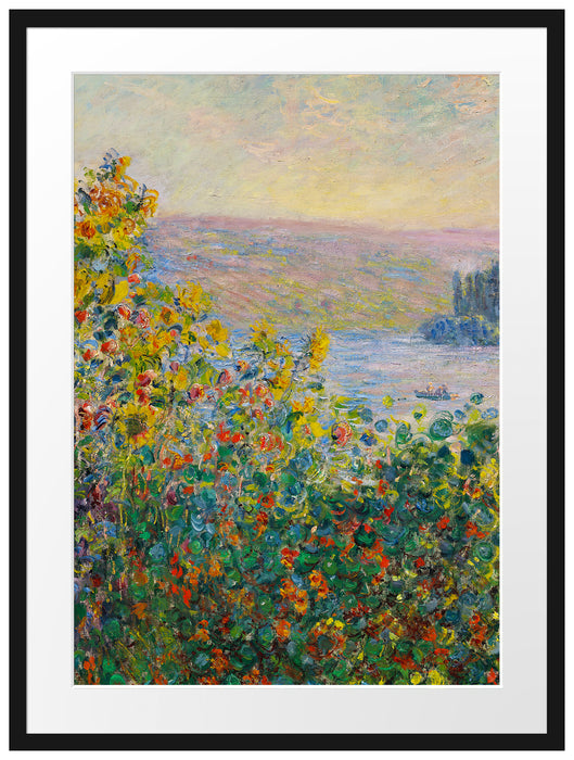 Claude Monet - Blumenbeete in Vetheuil  Passepartout Rechteckig 80