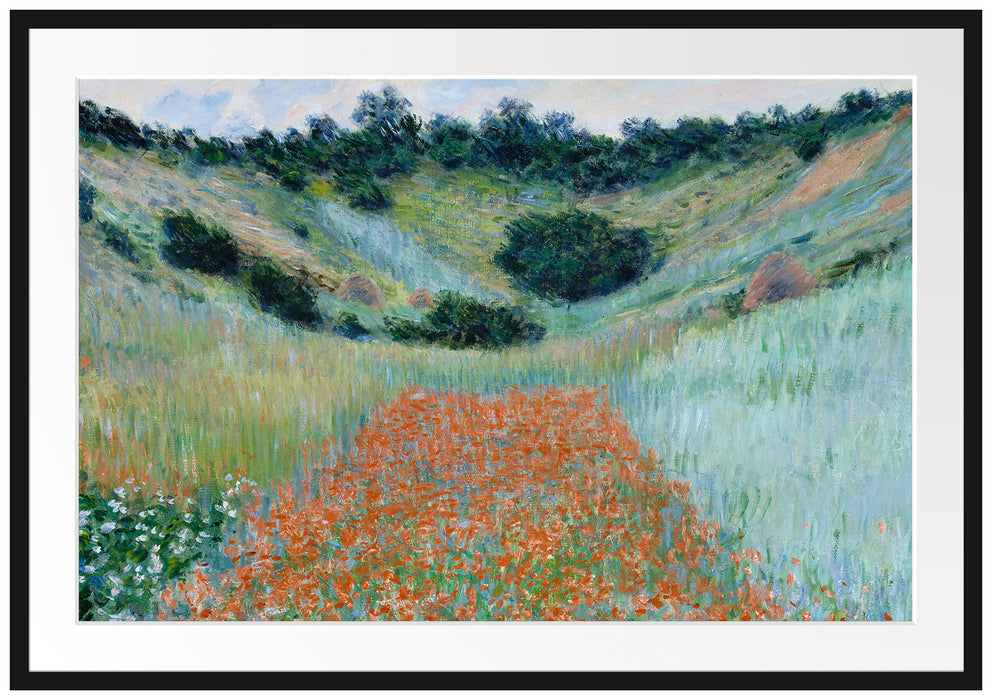 Claude Monet - Mohnfeld bei Giverny  Passepartout Rechteckig 100
