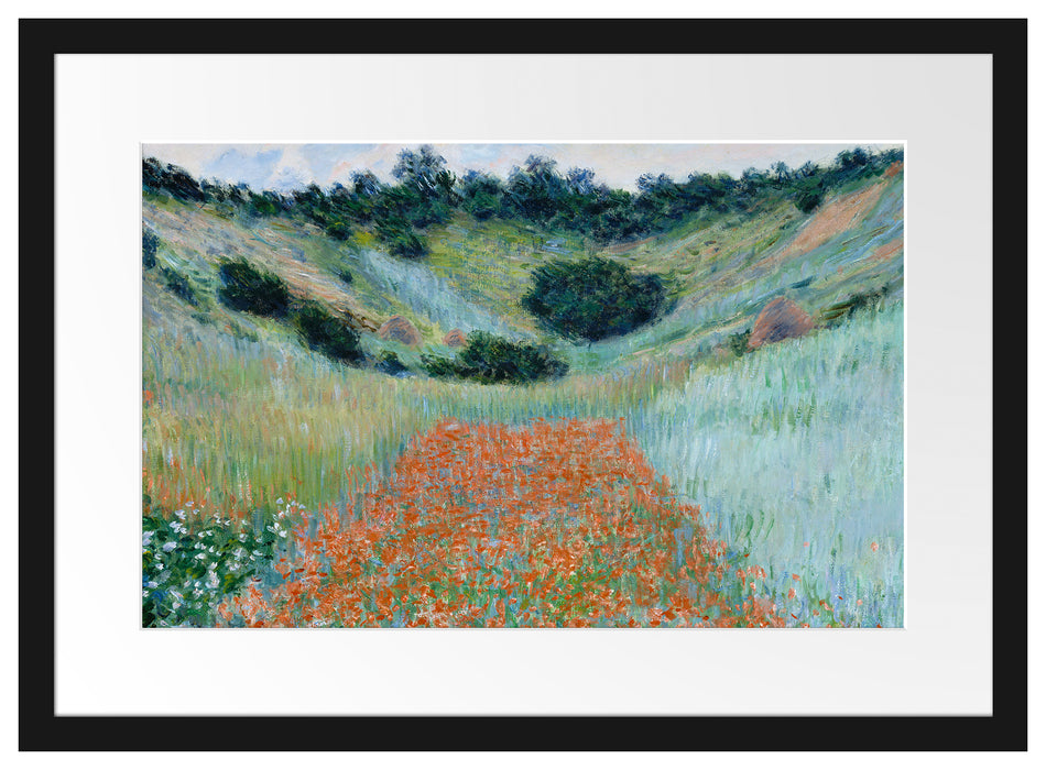 Claude Monet - Mohnfeld bei Giverny  Passepartout Rechteckig 40