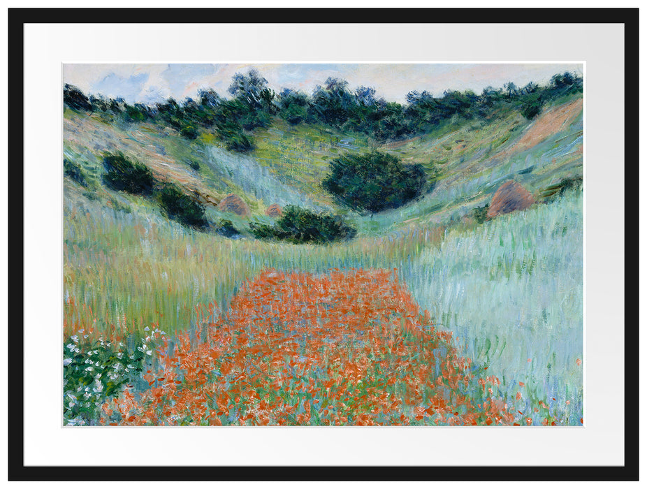 Claude Monet - Mohnfeld bei Giverny  Passepartout Rechteckig 80