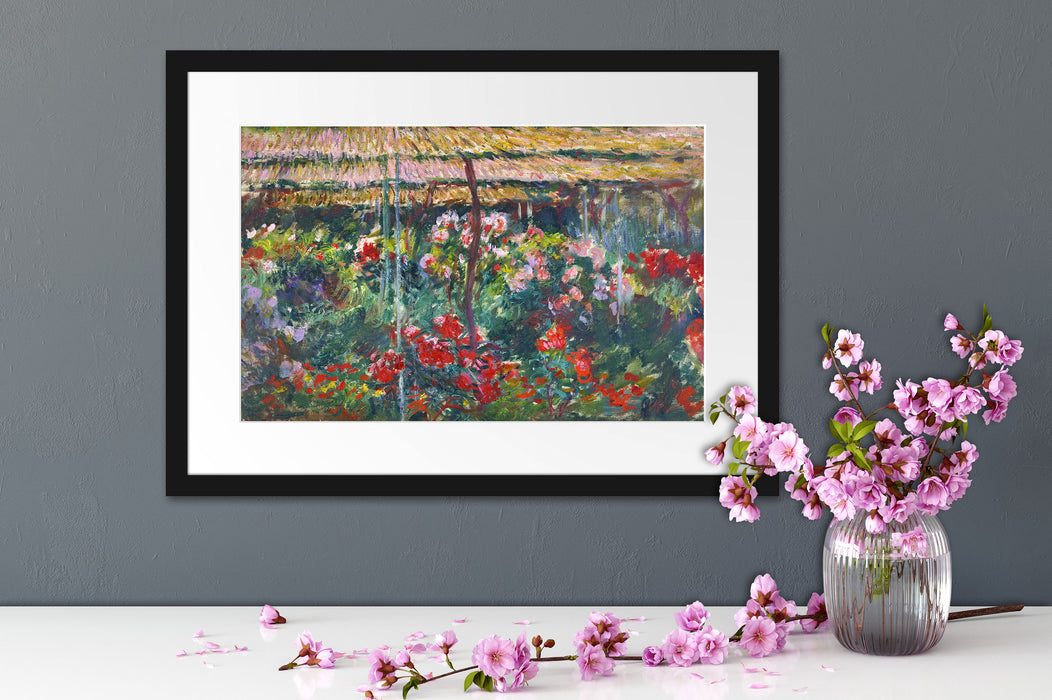 Claude Monet - Pfingstrosen-Garten  Passepartout Dateil Rechteckig
