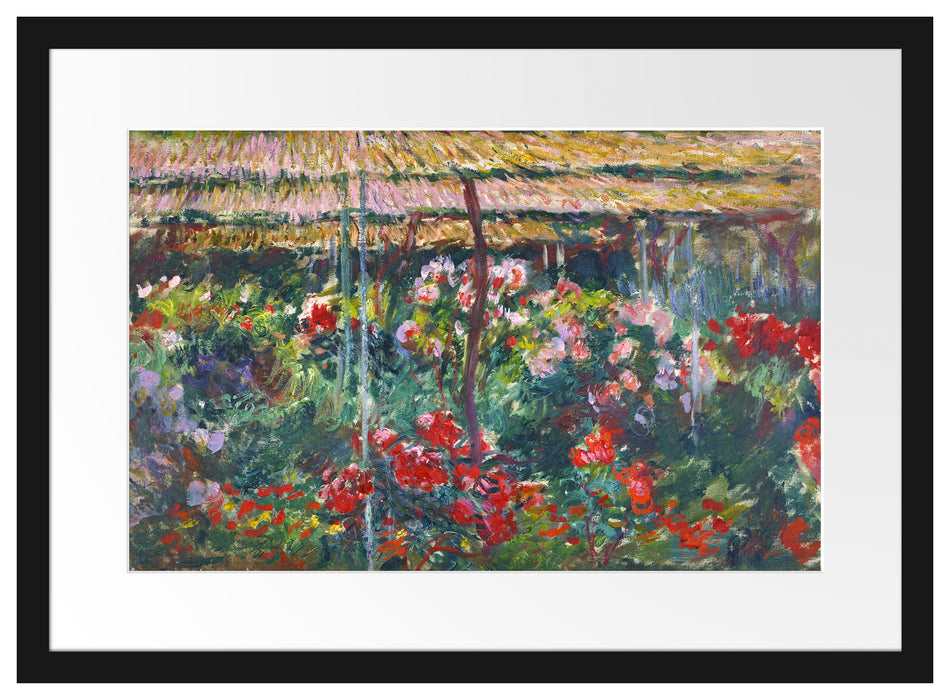 Claude Monet - Pfingstrosen-Garten  Passepartout Rechteckig 40