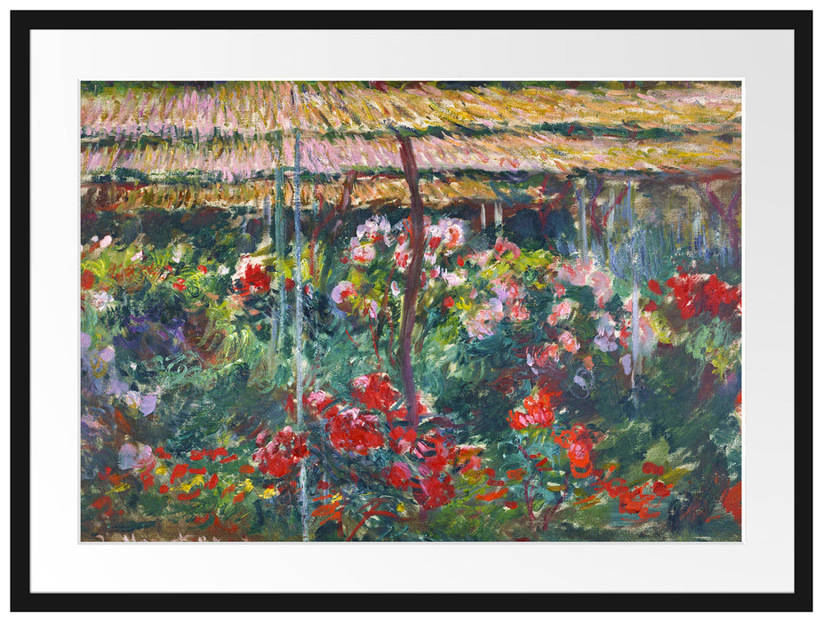 Claude Monet - Pfingstrosen-Garten  Passepartout Rechteckig 80