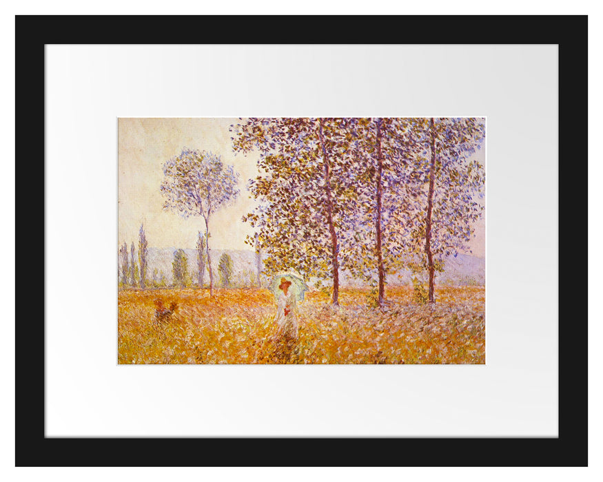 Claude Monet - Pappeln im Sonnenlicht  Passepartout Rechteckig 30