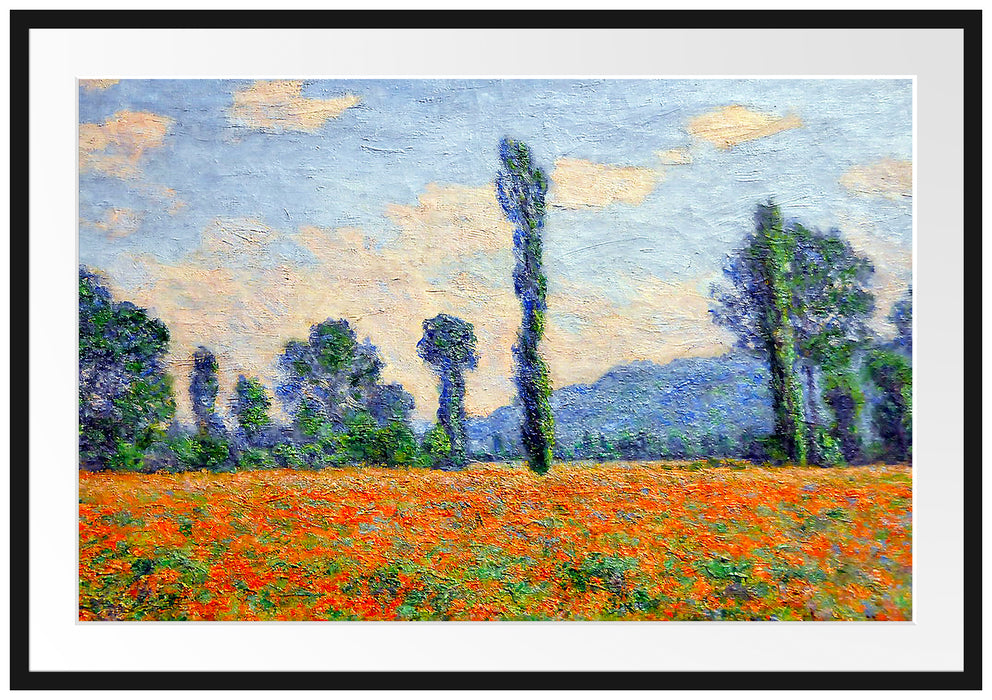 Claude Monet - Mohnfeld Giverny  Passepartout Rechteckig 100