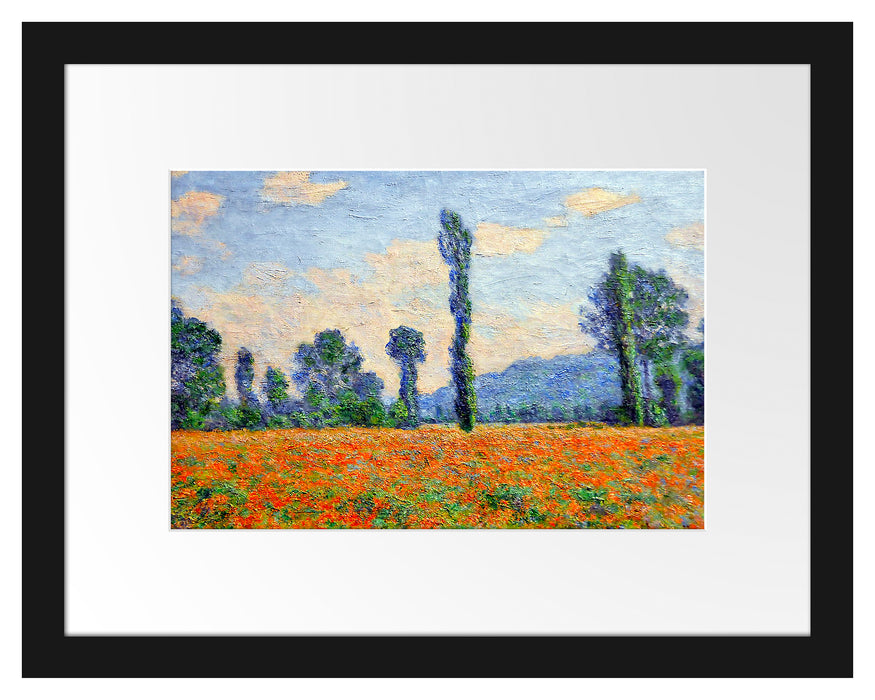 Claude Monet - Mohnfeld Giverny  Passepartout Rechteckig 30