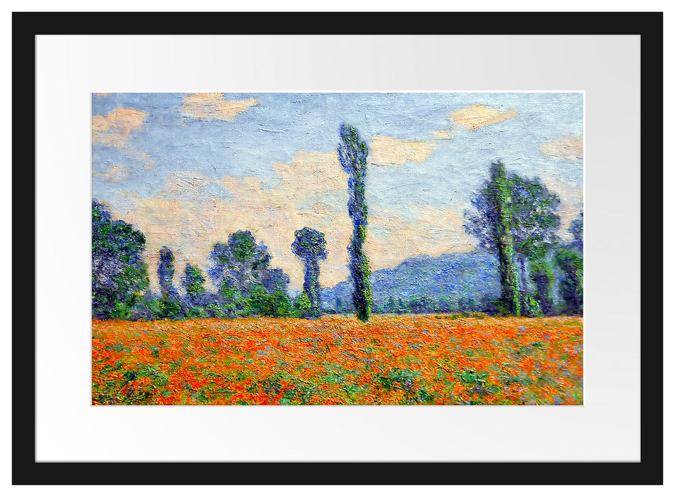 Claude Monet - Mohnfeld Giverny  Passepartout Rechteckig 40