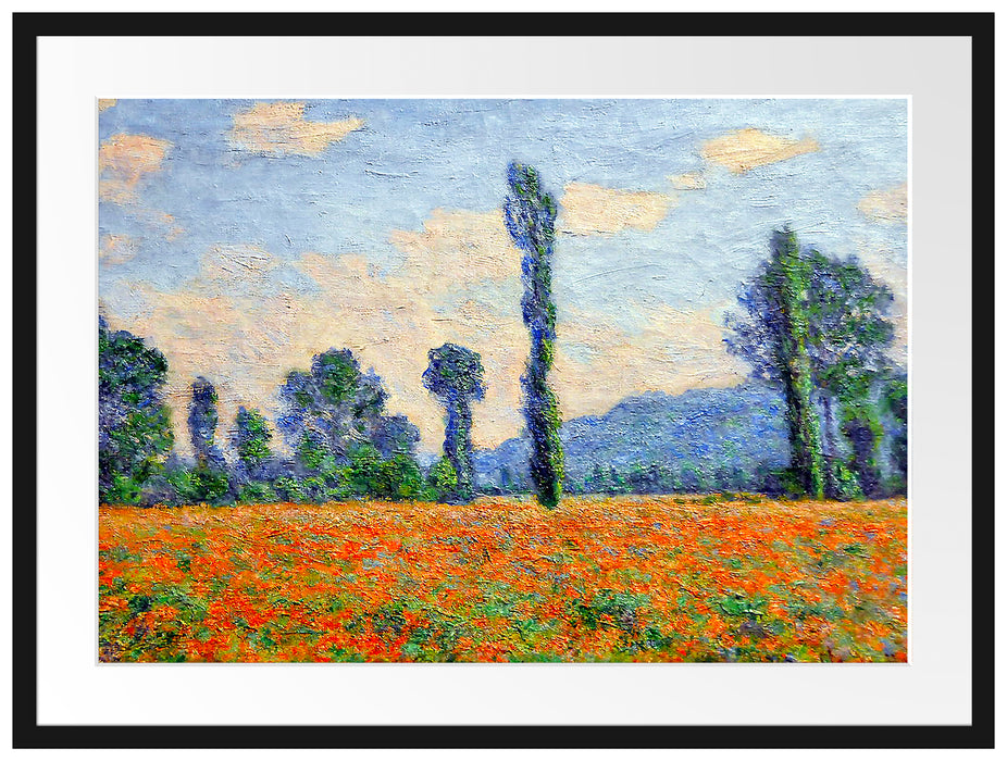 Claude Monet - Mohnfeld Giverny  Passepartout Rechteckig 80