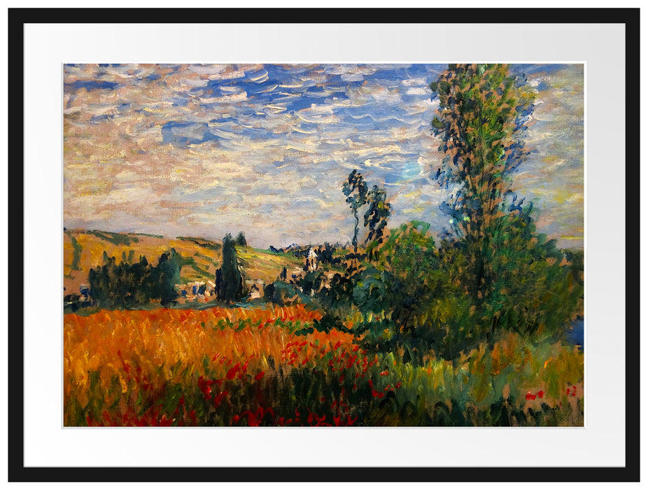 Claude Monet - Weg durch die Mohnfelder Ile Saint-Mart Passepartout Rechteckig 80