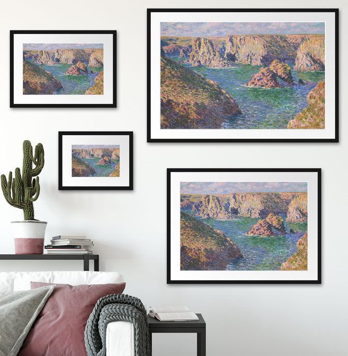 Claude Monet - Der Felsen von Guibel Passepartout Wohnzimmer Rechteckig