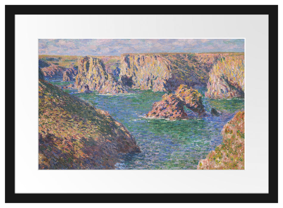 Claude Monet - Der Felsen von Guibel Passepartout Rechteckig 40