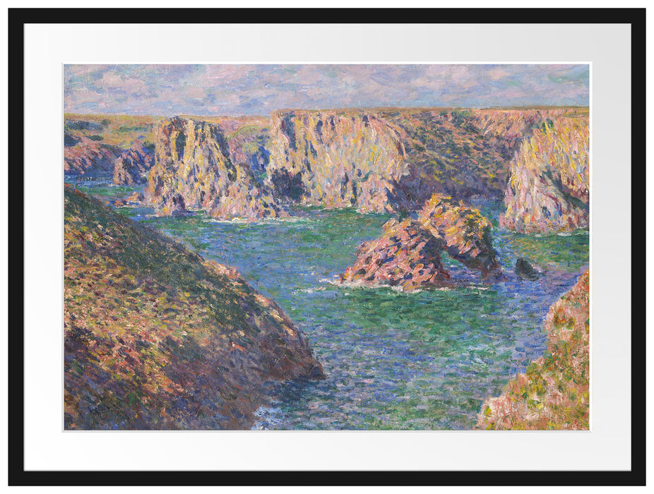 Claude Monet - Der Felsen von Guibel Passepartout Rechteckig 80