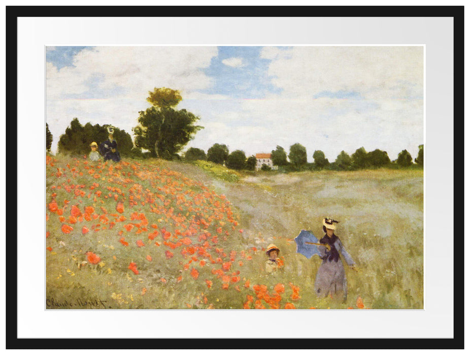 Claude Monet - Mohnfeld II Passepartout Rechteckig 80