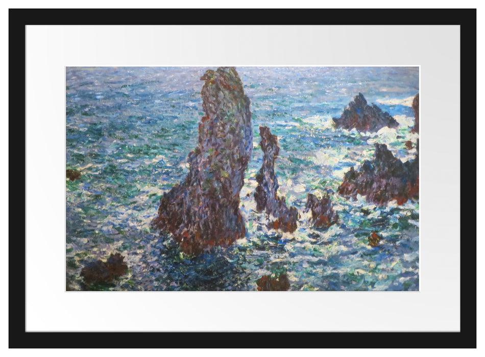 Claude Monet - Felsen bei Belle-Ile Passepartout Rechteckig 40