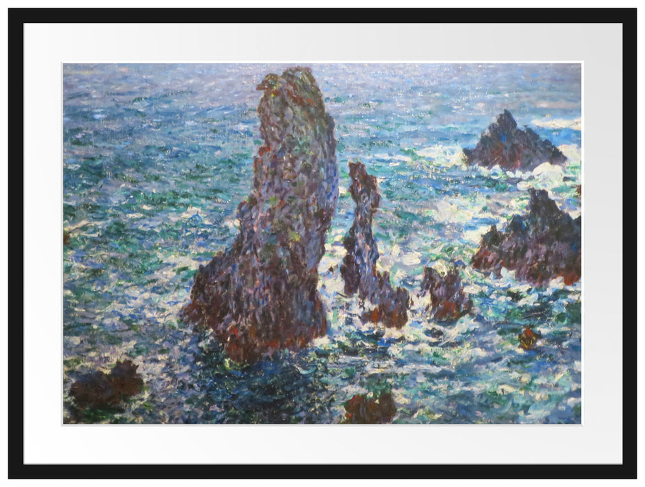 Claude Monet - Felsen bei Belle-Ile Passepartout Rechteckig 80