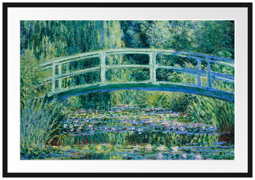 Claude Monet - Seerosen und japanische Brücke  Passepartout Rechteckig 100