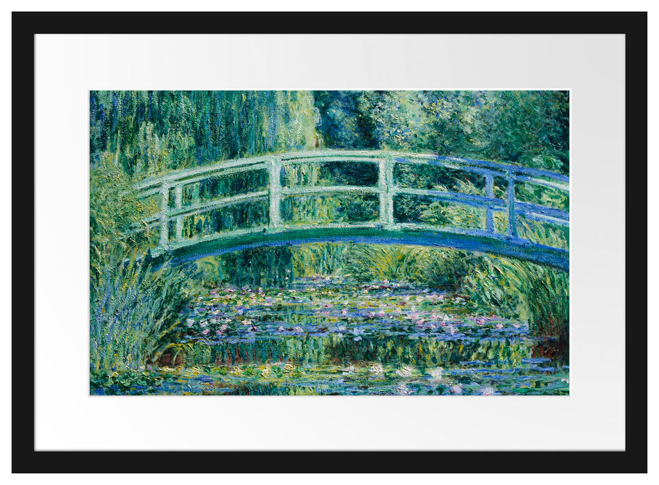Claude Monet - Seerosen und japanische Brücke  Passepartout Rechteckig 40