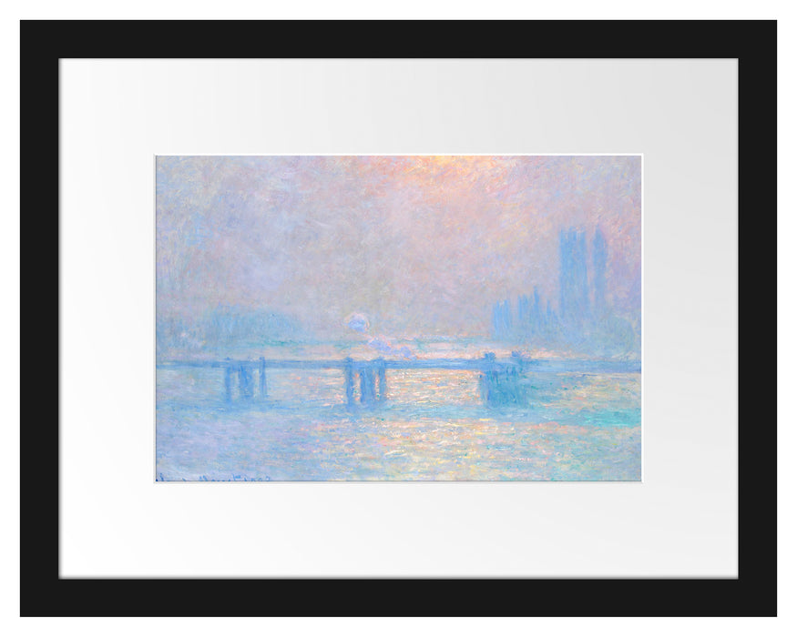 Claude Monet - Le Soleil sur la Tamise à Londres broui Passepartout Rechteckig 30