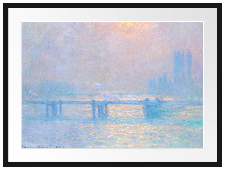 Claude Monet - Le Soleil sur la Tamise à Londres broui Passepartout Rechteckig 80