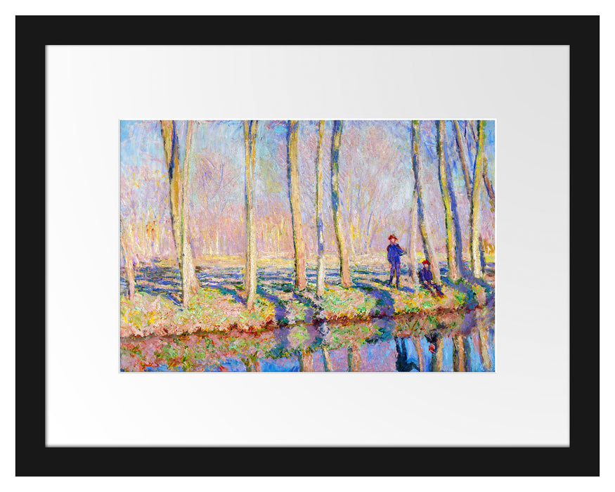 Pixxprint Claude Monet - Pierre Hoschede und Michel Monet am Ufer, im Galerie-Passepartout Bilderrahmen