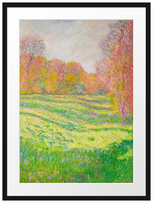Claude Monet - Wiese in Giverny Passepartout Rechteckig 80