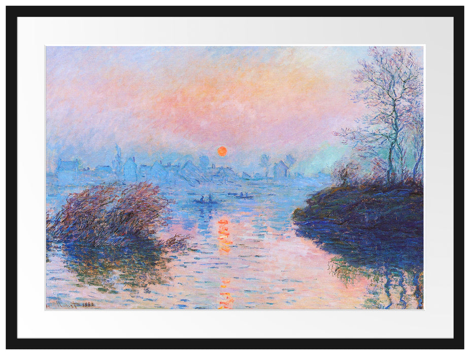 Claude Monet - Sonnenuntergang auf der Seine im Winter Passepartout Rechteckig 80