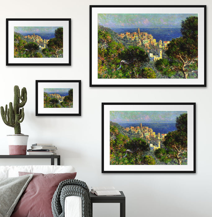 Claude Monet - Aussicht von Bordighiera Passepartout Wohnzimmer Rechteckig