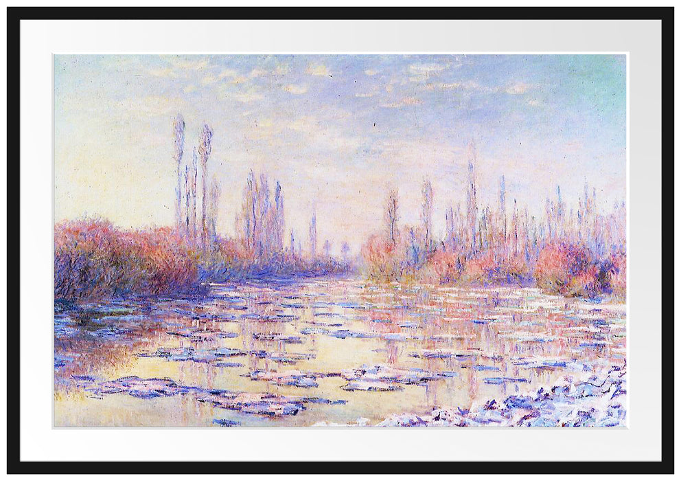 Claude Monet - Eisgang auf der Seine  Passepartout Rechteckig 100
