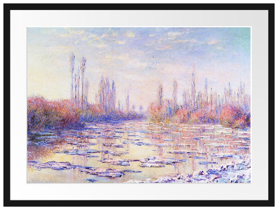 Claude Monet - Eisgang auf der Seine  Passepartout Rechteckig 80