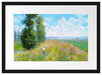 Claude Monet - Wiese mit Pappeln Passepartout Rechteckig 40