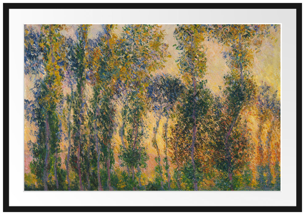Claude Monet - Pappeln in Giverny bei Sonnenaufgang   Passepartout Rechteckig 100