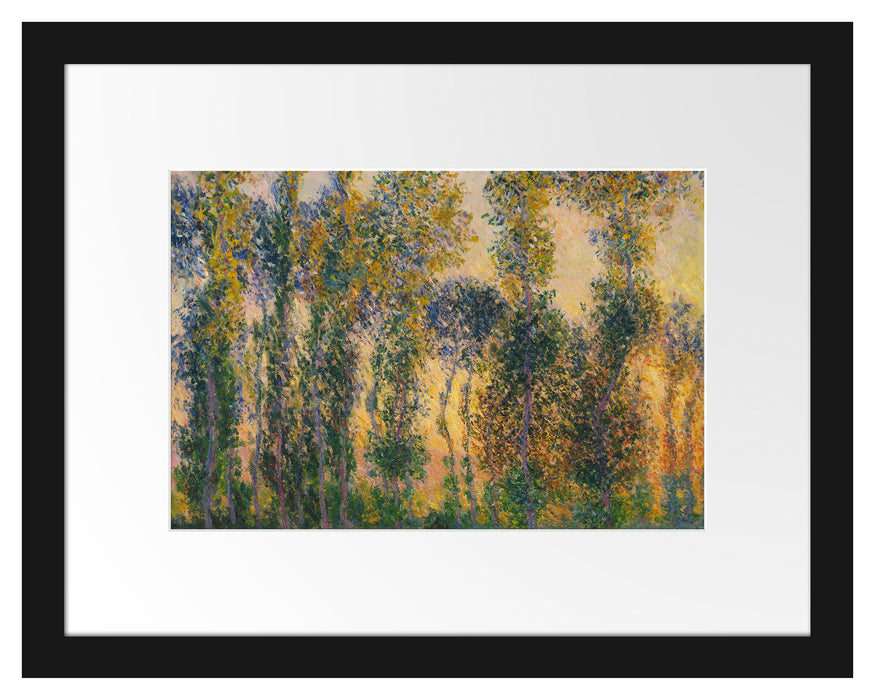Claude Monet - Pappeln in Giverny bei Sonnenaufgang   Passepartout Rechteckig 30