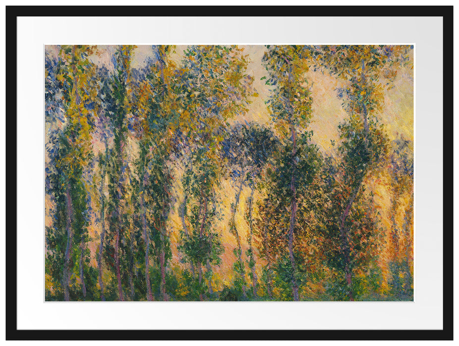 Claude Monet - Pappeln in Giverny bei Sonnenaufgang   Passepartout Rechteckig 80