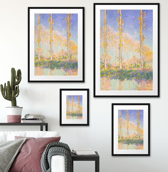 Claude Monet - Pappeln   Passepartout Wohnzimmer Rechteckig