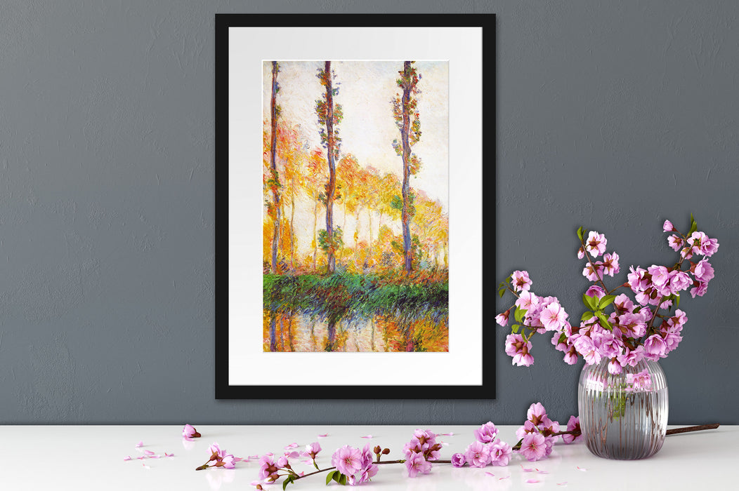 Claude Monet - Pappeln im Herbst  Passepartout Dateil Rechteckig