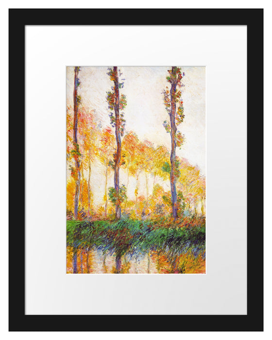 Pixxprint Claude Monet - Pappeln im Herbst , im Galerie-Passepartout Bilderrahmen