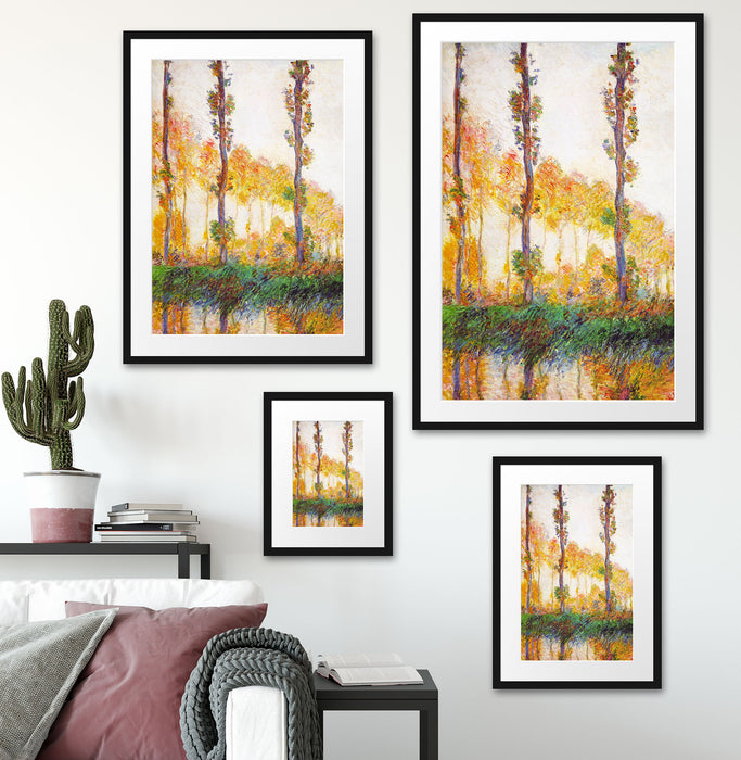 Claude Monet - Pappeln im Herbst  Passepartout Wohnzimmer Rechteckig