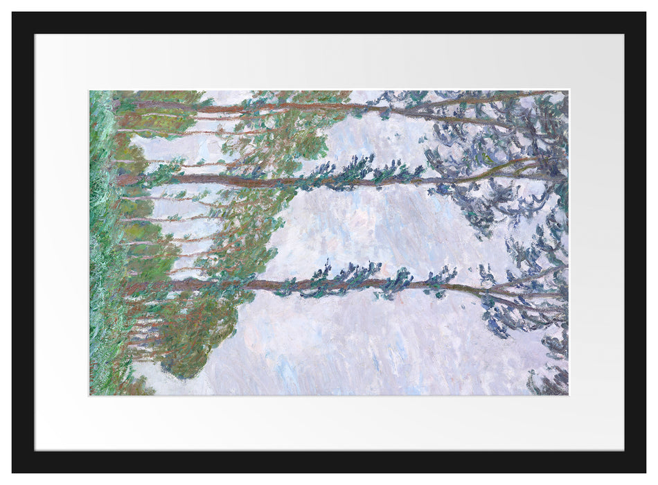 Claude Monet - PappelnWind-Effekt Passepartout Rechteckig 40