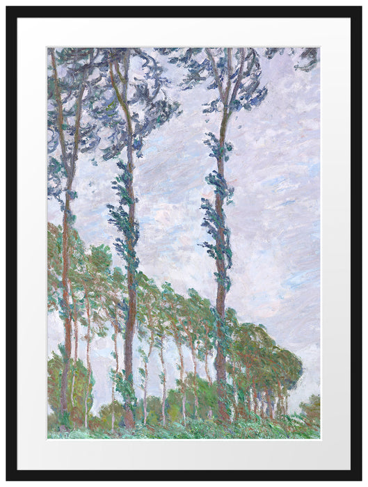 Claude Monet - PappelnWind-Effekt Passepartout Rechteckig 80