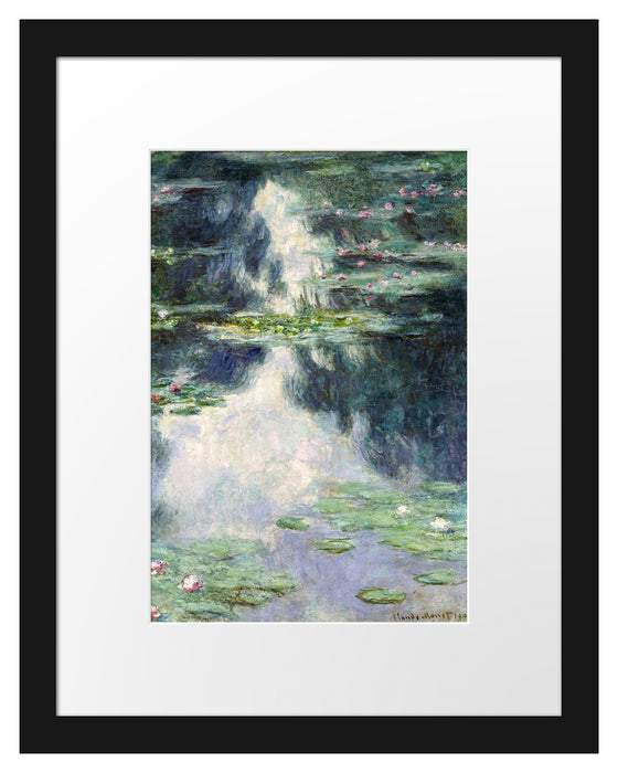 Pixxprint Claude Monet - Teich mit Seerosen  , im Galerie-Passepartout Bilderrahmen