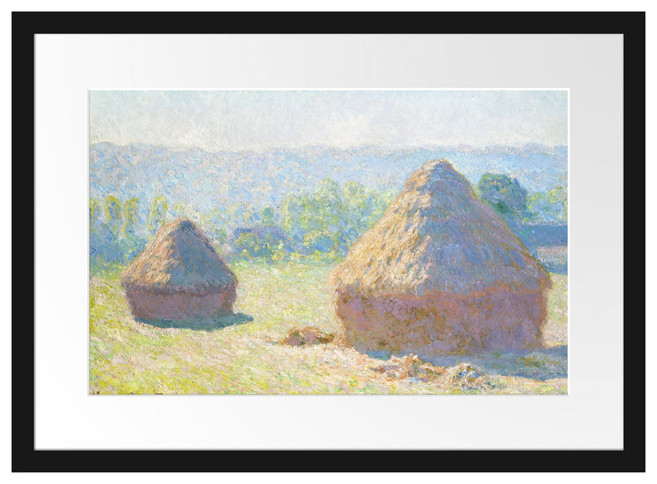 Claude Monet - Heuschober Sommerende  Passepartout Rechteckig 40
