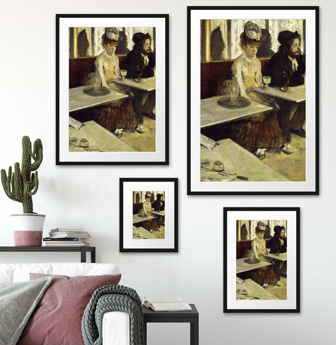 Edgar Degas - In eine Café  Passepartout Wohnzimmer Rechteckig