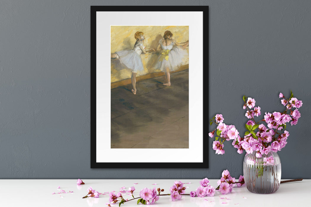Edgar Degas - Tänzerinnen üben an der Stange  Passepartout Dateil Rechteckig