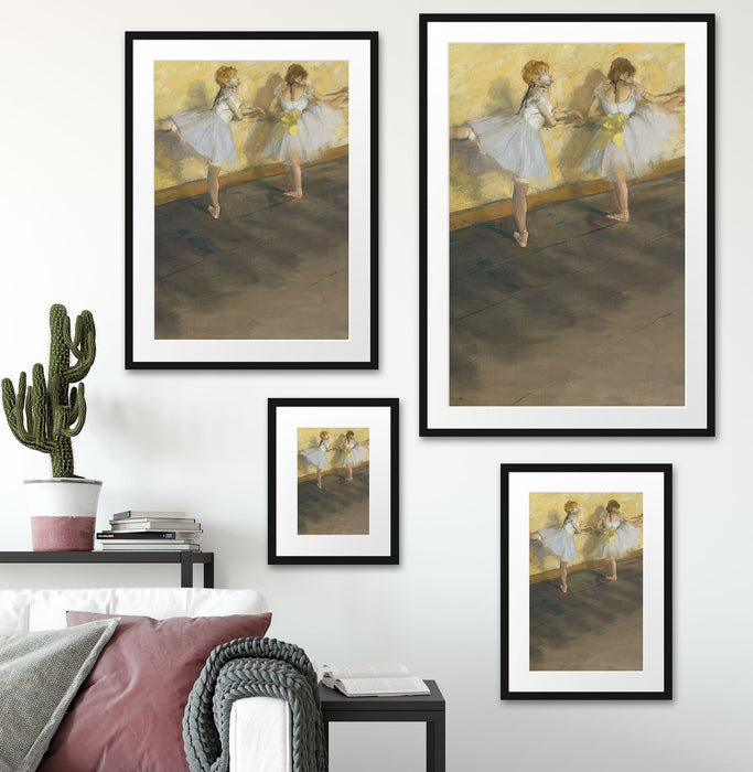 Edgar Degas - Tänzerinnen üben an der Stange  Passepartout Wohnzimmer Rechteckig