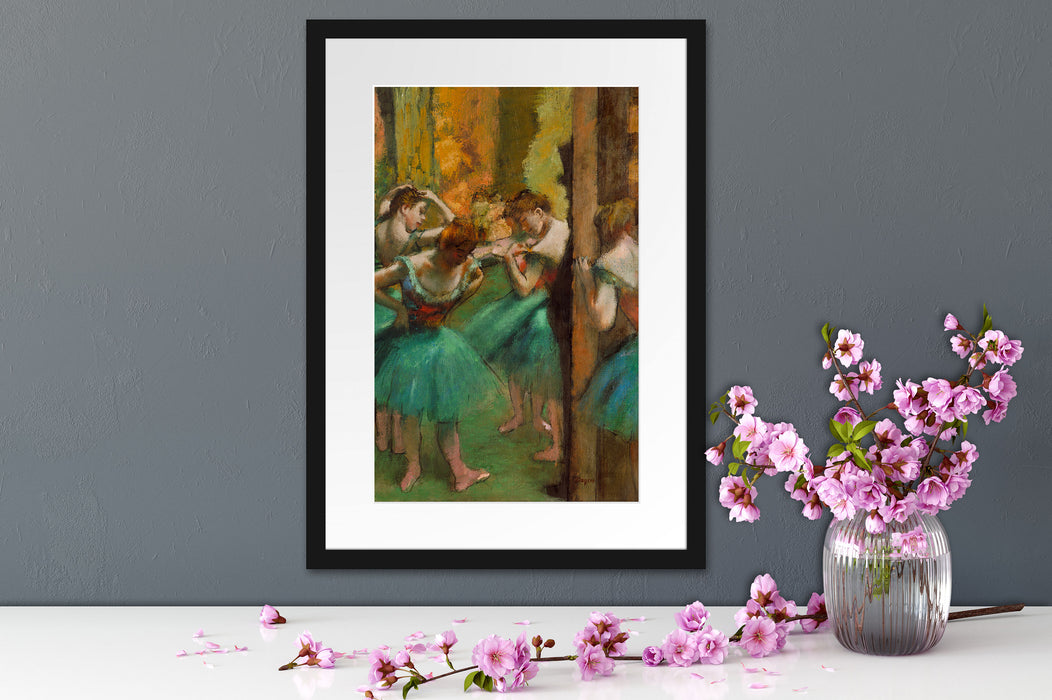Edgar Degas - Tänzerinnen pink und grün  Passepartout Dateil Rechteckig