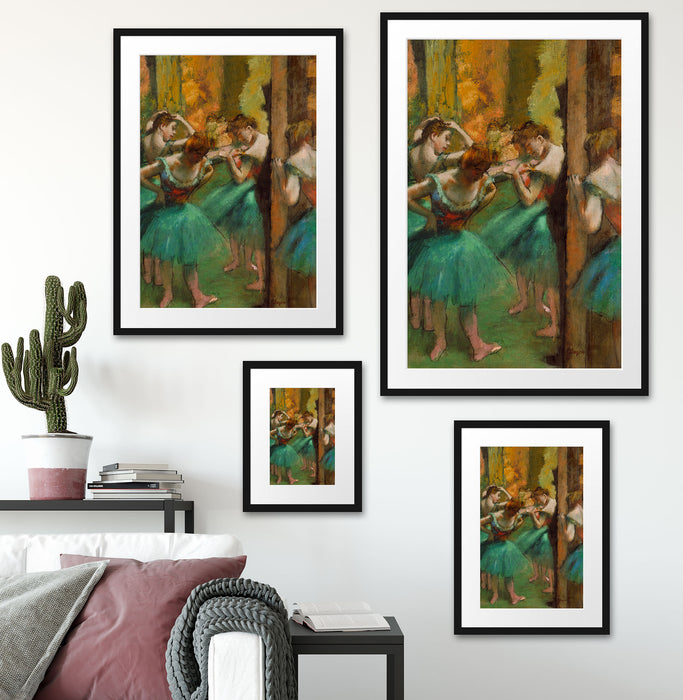 Edgar Degas - Tänzerinnen pink und grün  Passepartout Wohnzimmer Rechteckig